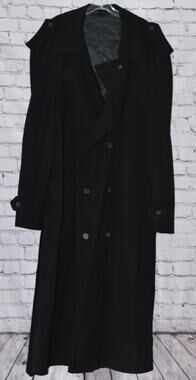 Vintage Pierre Balmain Navy Double Breasted Wool Trench Coat L48